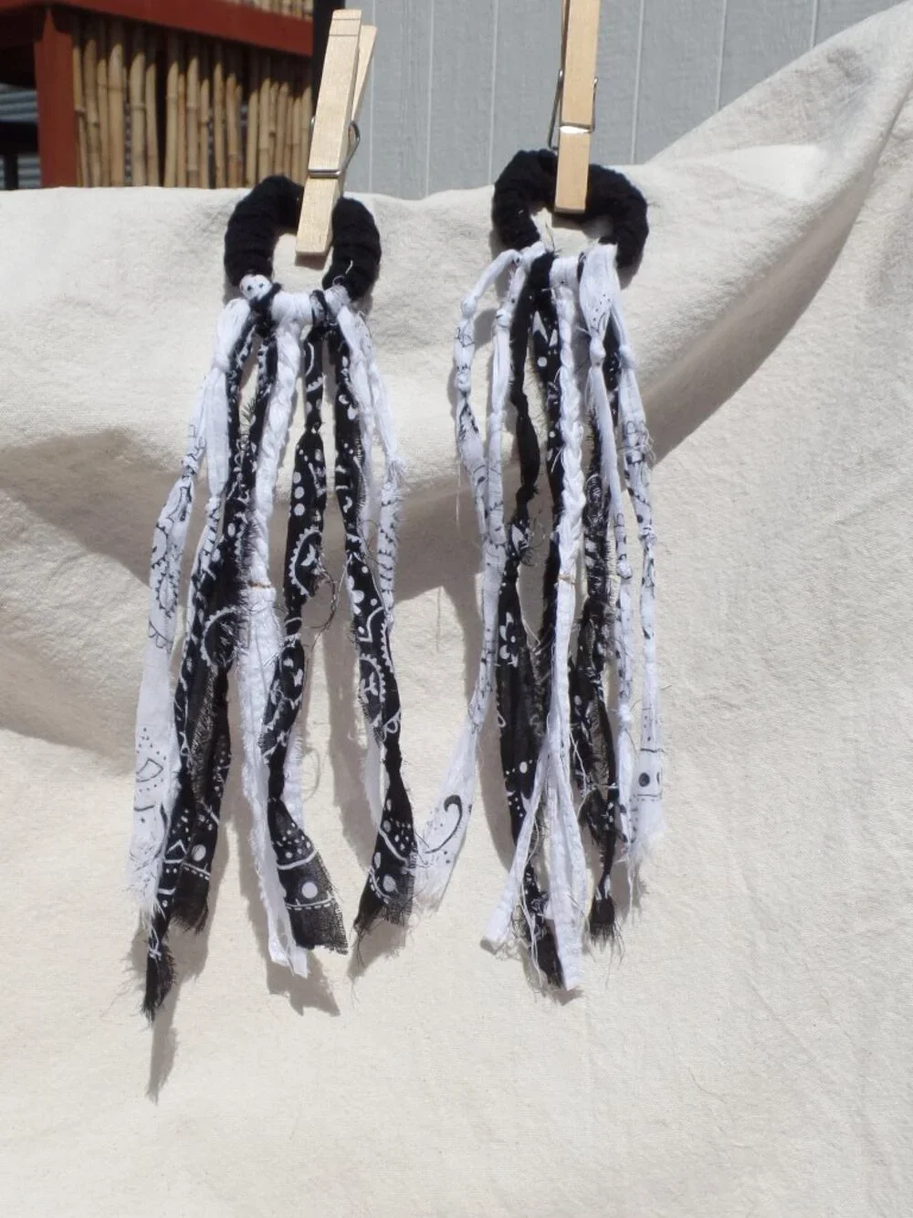 Hand Crafted Hair Tie Swag (1) BLACK & WHITE